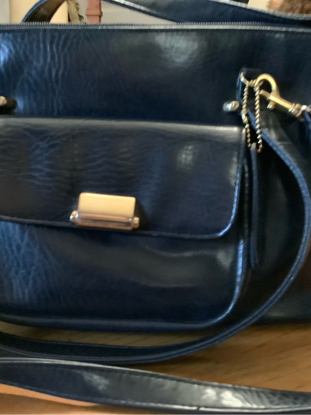 Samsonite Navy Crossbody Bag with Gold Hardware